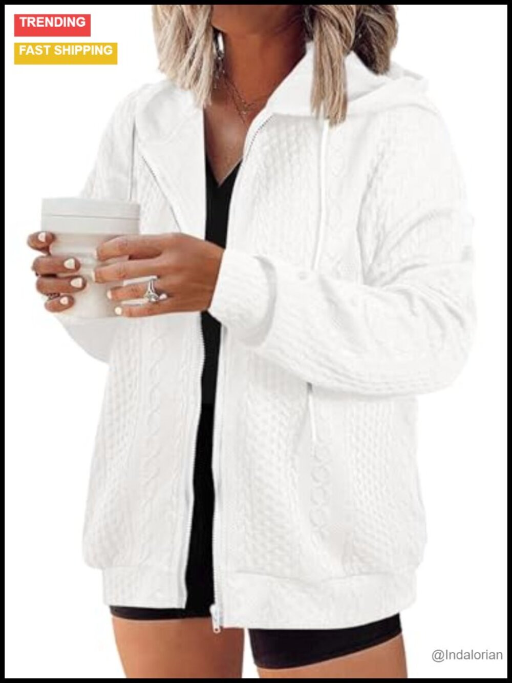 Plus Size Zip Up Hoodie Long Sleeve Sweatshirt with Pockets